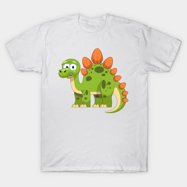 Stegosaurus Dinosaur Cartoon T-Shirt by Mako Design 